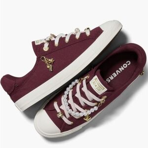 Converse Women's Burgundy Sneakers with Gold Accents